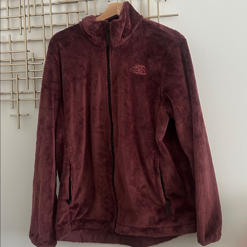 The North Face Women's Furry Fleece Zip-Up Jacket Maroon Size XL - like new